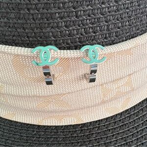 CHANEL Silver Logo Earrings